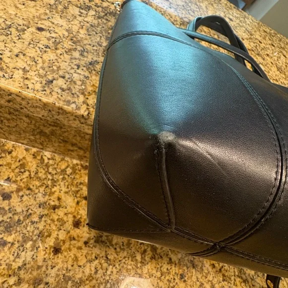 Tory Burch Block T Mini Tote Bag Black Leather 2-way Crossbody Handles - Picture 14 of 16